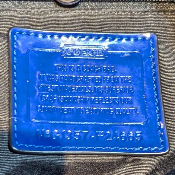 Coach Signature Stripe Wool Gray Blue NS Tote Bag - Picture 8 of 11